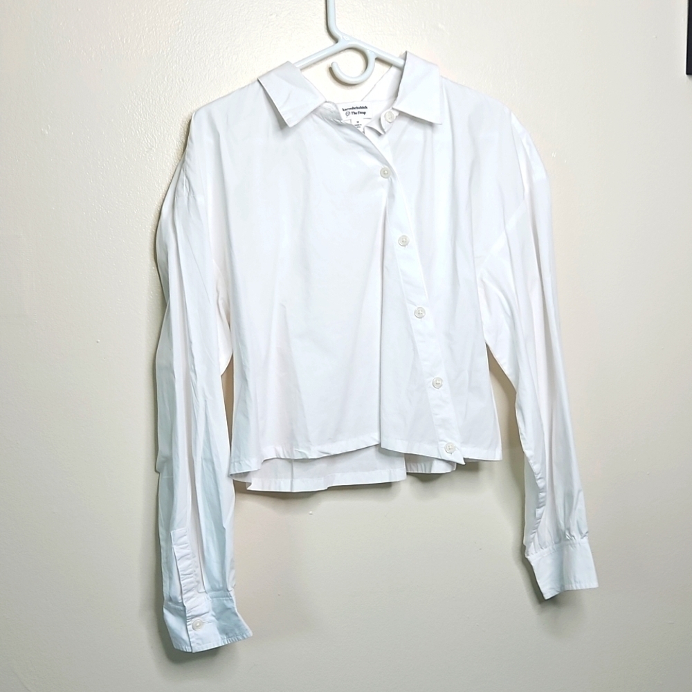 Karenbritchick The Drop White Cropped Button Down Shirt Medium